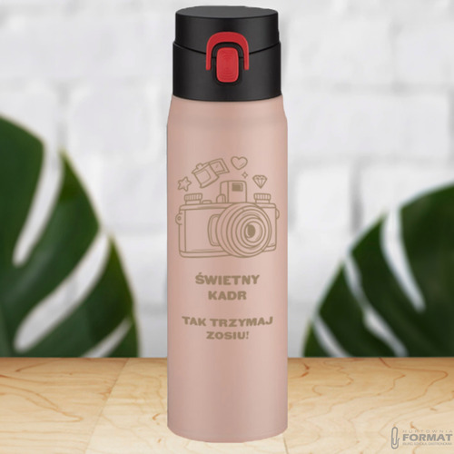 KUBEK TERMICZNY TERMOS NA KAWĘ HERBATĘ DO SAMOCHODU 420ml RÓŻOWY +GRAWER 12