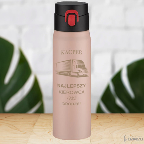 KUBEK TERMICZNY TERMOS NA KAWĘ HERBATĘ DO SAMOCHODU 420ml RÓŻOWY +GRAWER 13