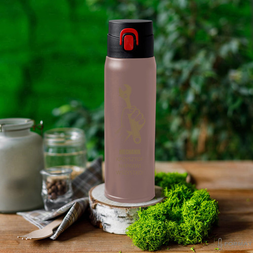 KUBEK TERMICZNY TERMOS NA KAWĘ HERBATĘ DO SAMOCHODU 420ml RÓŻOWY +GRAWER 16