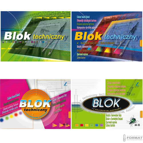 BLOK TECHNICZNY KOLOROWY KRESKA A4 10K Z KOLOROWYMI KARTKAMI KRESKA 8