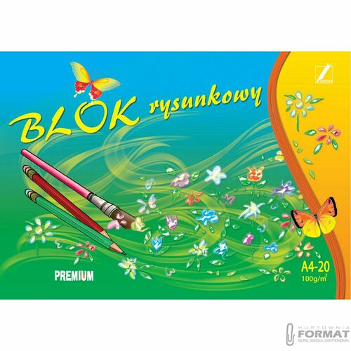 Blok rysunkowy A4/20 Kreska Biały Premium 100g/m2 2