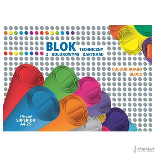 BLOK TECHNICZNY A4 SUPERIOR KOLOROWY SZKOLNY 25 KOLORÓW KARTEK ARKUSZY 3