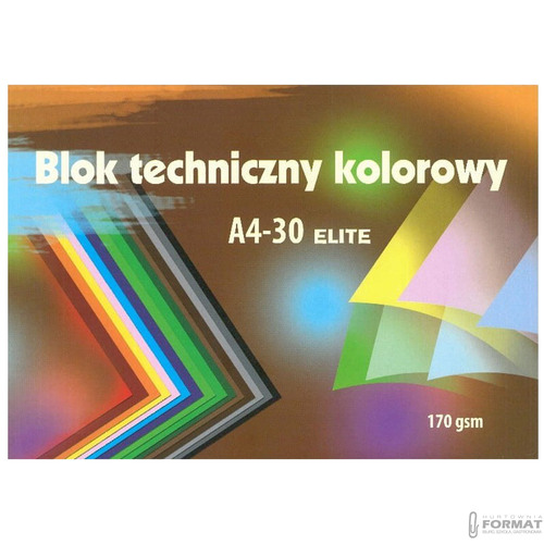 BLOK TECHNICZNY KRESKA ELITE KOLOROWY BIUROWY SZKOLNY 30 KARTEK 170g/m2 2