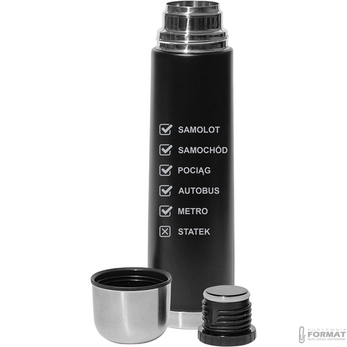 TERMOS STALOWY TURYSTYCZNY TERMICZNY 500ML CZARNY NA KAWĘ HERBATĘ +GRAWER 8