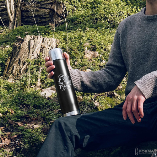 TERMOS STALOWY TURYSTYCZNY TERMICZNY 500ML CZARNY NA KAWĘ HERBATĘ +GRAWER 10