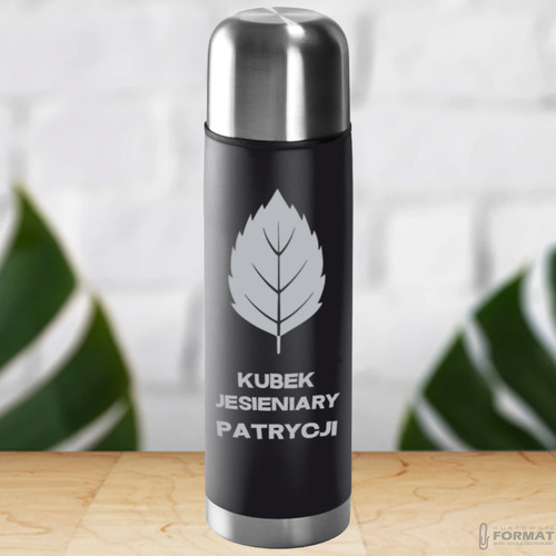 TERMOS STALOWY TURYSTYCZNY TERMICZNY 500ML CZARNY NA KAWĘ HERBATĘ +GRAWER 14