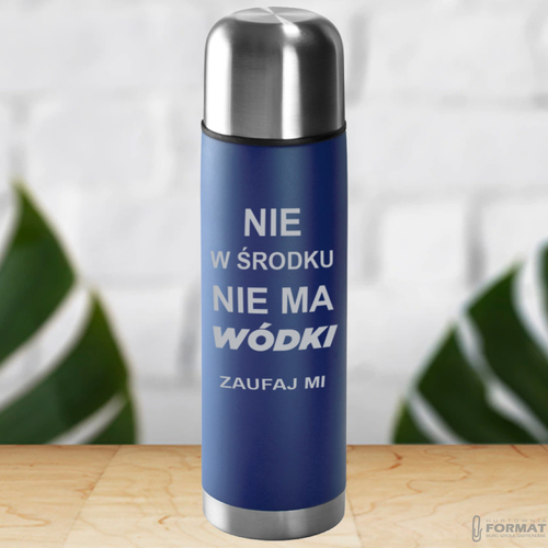 TERMOS STALOWY TURYSTYCZNY TERMICZNY 500ML NIEBIESKI NA KAWĘ HERBATĘ +GRAWER 12