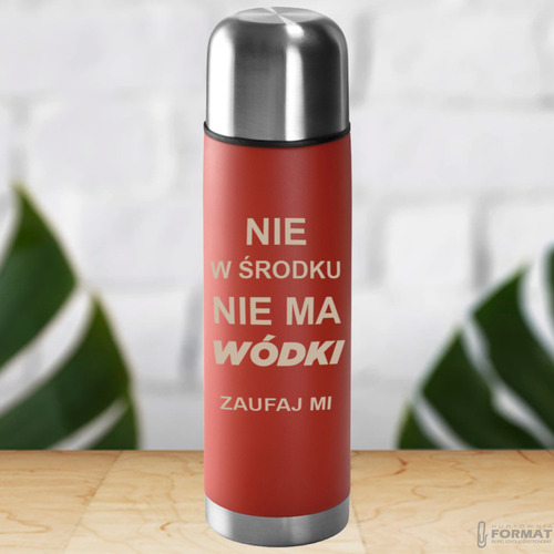 TERMOS STALOWY TURYSTYCZNY TERMICZNY 500ML CZERWONY NA KAWĘ HERBATĘ +GRAWER 14