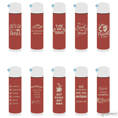 TERMOS STALOWY TURYSTYCZNY TERMICZNY 500ML CZERWONY NA KAWĘ HERBATĘ +GRAWER 18
