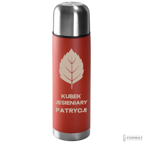 TERMOS STALOWY TURYSTYCZNY TERMICZNY 500ML CZERWONY NA KAWĘ HERBATĘ +GRAWER 21