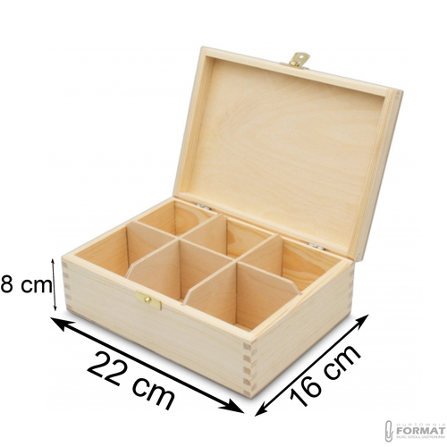 DREWNIANE PUDEŁKO NA WALENTYNKI CIASTECZKA HERBATĘ Z 6 PRZEGRÓDKAMI EKO BOX 31
