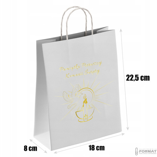 TORBA PAPIEROWA BIAŁA A5 225/80/180 1 SZT TOREBKA EKO PREZENT NA KOMUNIE 10