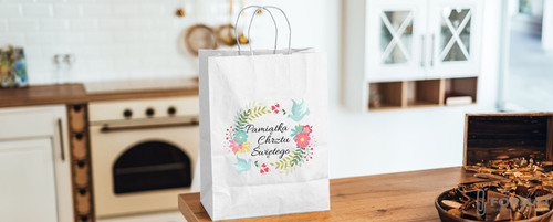 TORBA PAPIEROWA BIAŁA A5 225/80/180 1 SZT TOREBKA EKO PREZENT NA CHRZEST 8