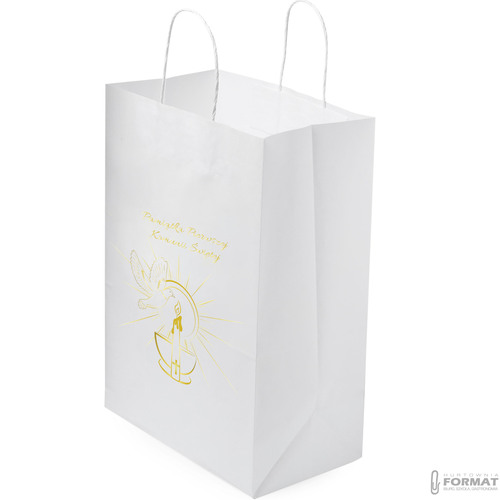 TORBA PAPIEROWA BIAŁA A4 240/100/320 1 SZT TOREBKA EKO PREZENT NA KOMUNIE 2