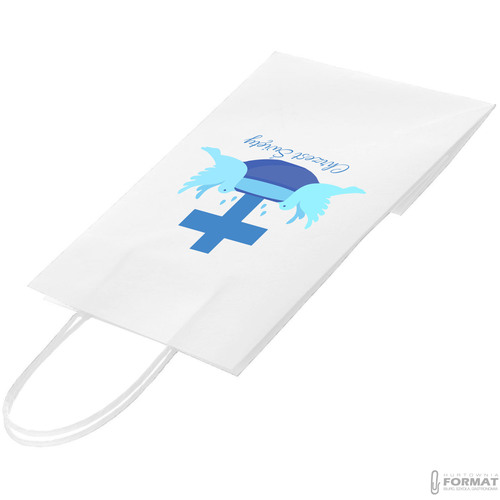 TORBA PAPIEROWA BIAŁA A4 240/100/320 1 SZT TOREBKA EKO PREZENT NA CHRZEST 4