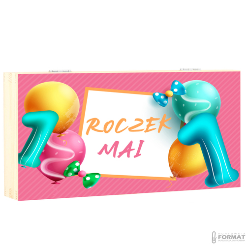 DREWNIANE PUDEŁKO NA PIENIĄDZE PAMIĄTKA NA ROCZEK WZORY IMIĘ EKO BOX NADRUK 10