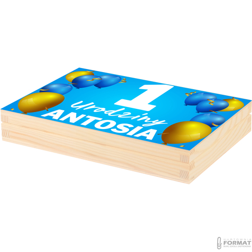 DREWNIANE PUDEŁKO NA PIENIĄDZE PAMIĄTKA NA ROCZEK WZORY IMIĘ EKO BOX NADRUK 12