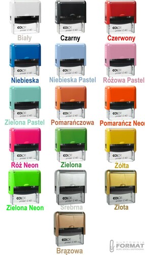 COLOP C40 Pieczątka do 8 wersów FIRMOWA LEKARSKA IMIENNA BIUROWA - kolory 12