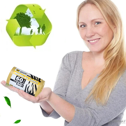 WORKI NA ŚMIECI TIGRO LDPE 60L A50 50SZT ŻÓŁTE BIO MOCNE 5