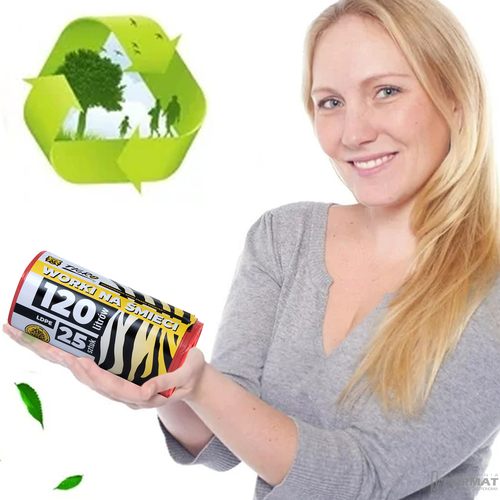 WORKI NA ŚMIECI TIGRO LDPE 120L A25 25SZT CZERWONE BIO MOCNE 5