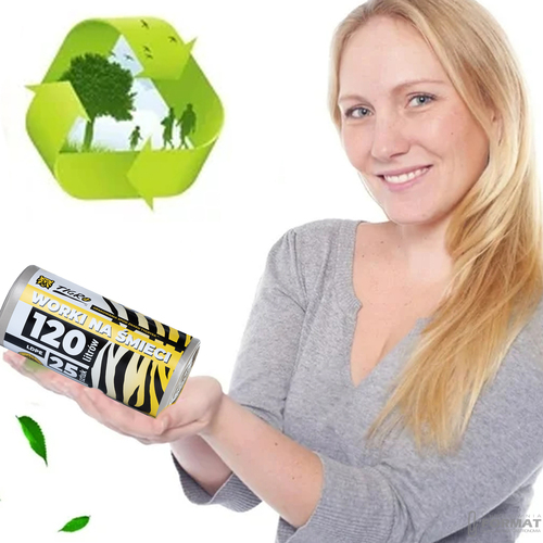 WORKI NA ŚMIECI TIGRO LDPE 120L A25 25SZT TRANSPARENTNE BEZBARWNE BIO MOCNE 3