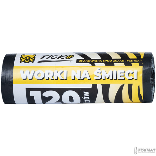 WORKI NA ŚMIECI TIGRO LDPE 120L A10 10SZT CZARNE BIO MOCNE 2