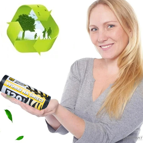 WORKI NA ŚMIECI TIGRO LDPE 120L A10 10SZT CZARNE BIO MOCNE 5