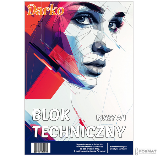 BLOK TECHNICZNY BIAŁY A4 SZKOLNY 10 KARTEK ARKUSZY 170g/m DARKO 2