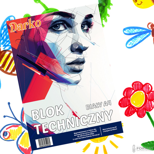 BLOK TECHNICZNY BIAŁY A4 SZKOLNY 10 KARTEK ARKUSZY 170g/m DARKO 16