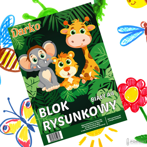 BLOK RYSUNKOWY BIAŁY A4 SZKOLNY 20 KARTEK ARKUSZY 80g/m DARKO 16