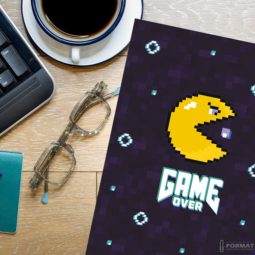 ZESTAW 4 ZESZYTÓW DO NAUKI PISANIA GAME OVER GRA DO SZKOŁY 16k A5 W LINIĘ 4