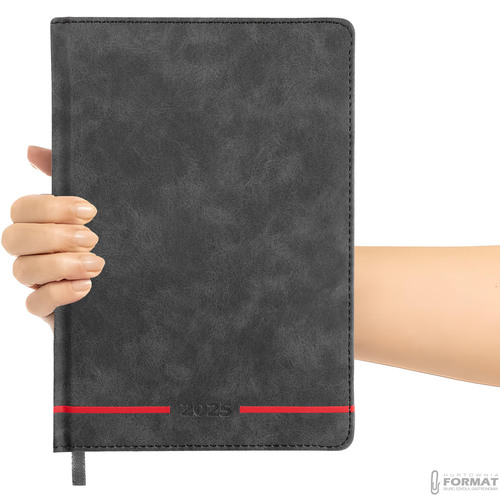 KALENDARZ DZIENNY A5 TERMINARZ 2025 KSIĄŻKOWY NOTES PLANER CZARNY 12