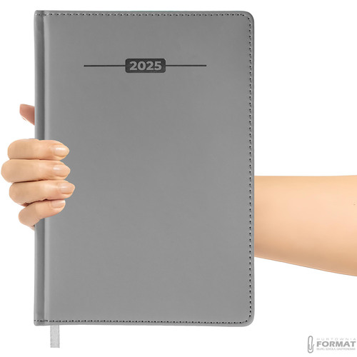 KALENDARZ DZIENNY A5 TERMINARZ 2025 KSIĄŻKOWY NOTES PLANER SZARY 12