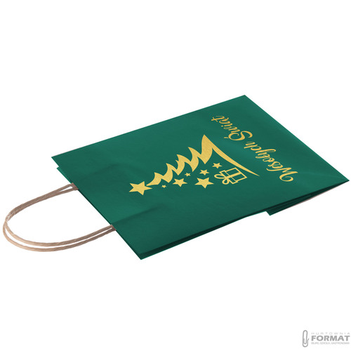 TORBA PAPIEROWA ŚWIĄTECZNA ZIELONA A5 225/80/180 1 SZT TOREBKA EKO ŚWIĘTA 3