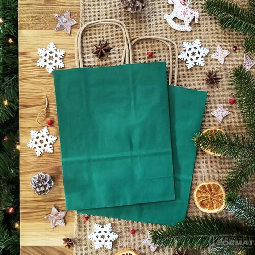 TORBA PAPIEROWA CIEMNO ZIELONA A3 305/170/425 8