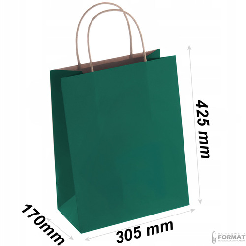TORBA PAPIEROWA CIEMNO ZIELONA A3 305/170/425 2