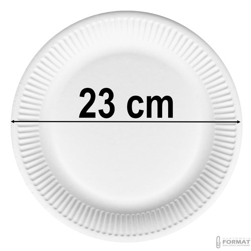 TALERZYKI PAPIEROWE JEDNORAZOWE BIAŁE OKRĄGŁE OBIADOWE EKO 23cm 100szt 11