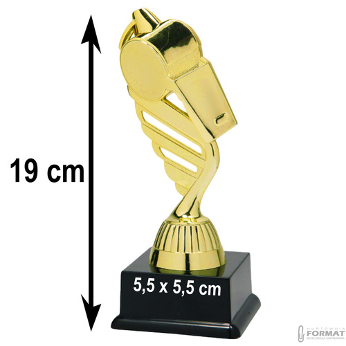 Puchar złoty trofeum nagroda statuetka gwizdek figurka 3d + GRAWER 19 cm 6