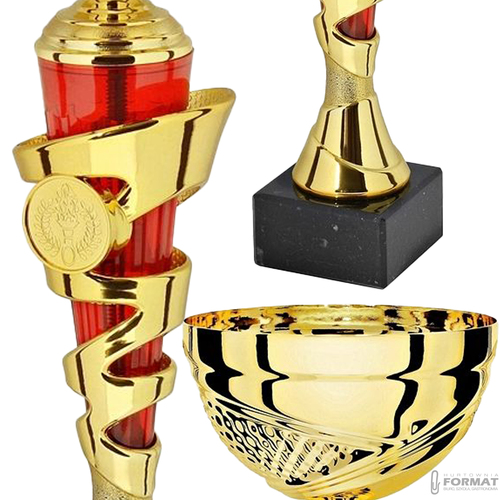 PUCHAR TROFEUM NAGRODA STATUETKA SOLIDNA 3D 24,5cm KOLOR ZŁOTY + GRAWER 3