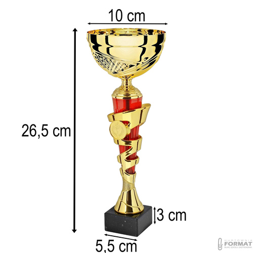 PUCHAR TROFEUM NAGRODA STATUETKA SOLIDNA 3D 26,5cm KOLOR ZŁOTY + GRAWER 9