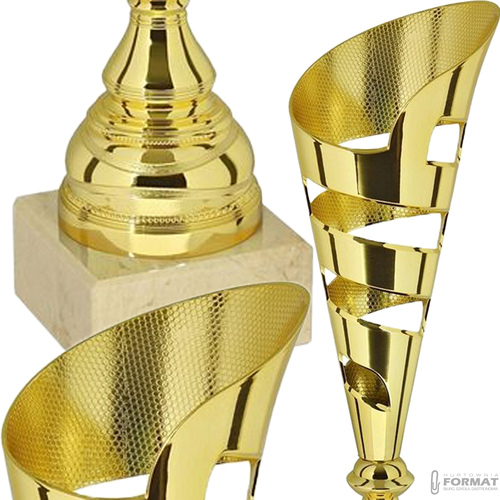PUCHAR TROFEUM NAGRODA STATUETKA SOLIDNA 3D 36 cm KOLOR ZŁOTY + GRAWER 3