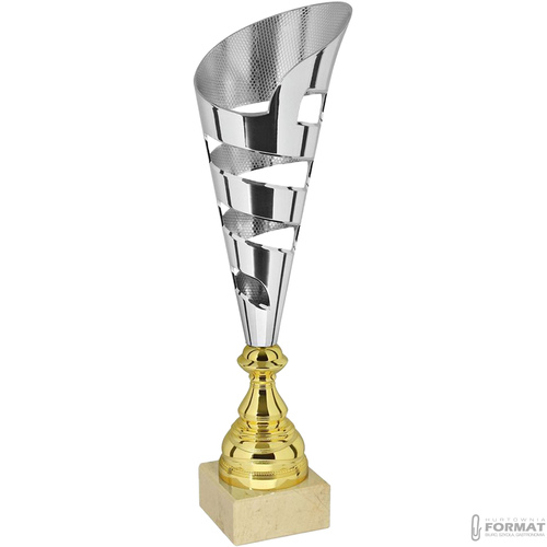 PUCHAR TROFEUM NAGRODA STATUETKA SOLIDNA 3D 36 cm KOLOR SREBRNY + GRAWER 2