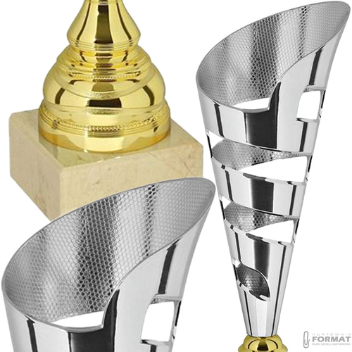 PUCHAR TROFEUM NAGRODA STATUETKA SOLIDNA 3D 36 cm KOLOR SREBRNY + GRAWER 3
