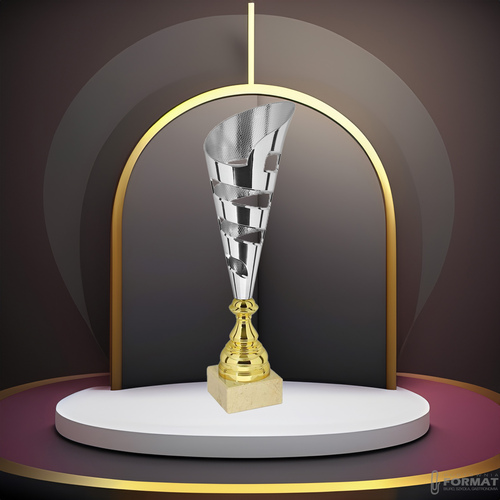 PUCHAR TROFEUM NAGRODA STATUETKA SOLIDNA 3D 36 cm KOLOR SREBRNY + GRAWER 7