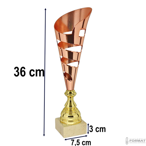 PUCHAR TROFEUM NAGRODA STATUETKA SOLIDNA 3D 36 cm KOLOR BRĄZOWY + GRAWER 8