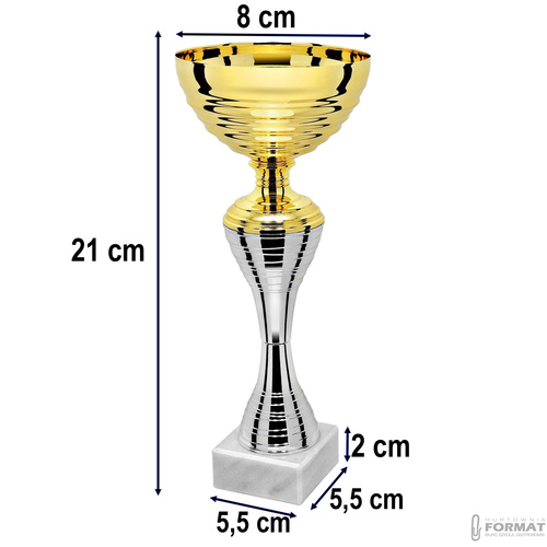 PUCHAR TROFEUM NAGRODA STATUETKA SOLIDNA 3D 21 cm KOLOR ZŁOTY + GRAWER 8