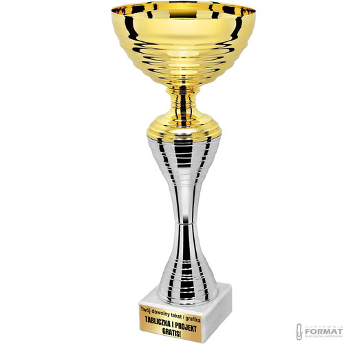 PUCHAR TROFEUM NAGRODA STATUETKA SOLIDNA 3D 29,5 cm KOLOR ZŁOTY + GRAWER 2