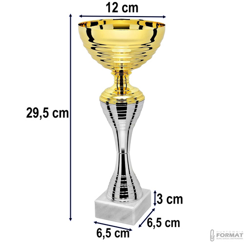 PUCHAR TROFEUM NAGRODA STATUETKA SOLIDNA 3D 29,5 cm KOLOR ZŁOTY + GRAWER 8