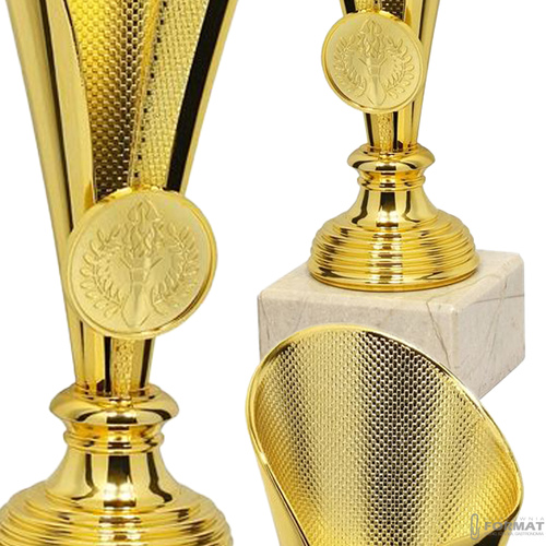 PUCHAR TROFEUM NAGRODA STATUETKA SOLIDNA 3D 21cm KOLOR ZŁOTY + GRAWER 3