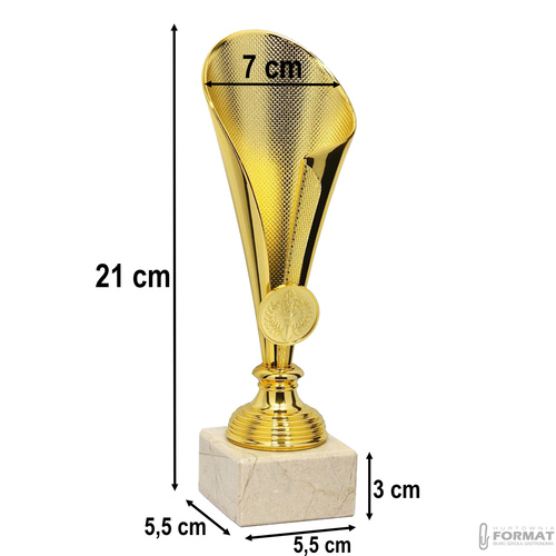PUCHAR TROFEUM NAGRODA STATUETKA SOLIDNA 3D 21cm KOLOR ZŁOTY + GRAWER 8